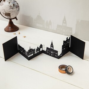 Rochester Skyline Silhouette 3D Papierschnitt Karte