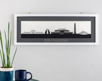 Kew Gardens Skyline Silueta Papercut Arte