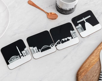 Newcastle set of 4 Black and White Coasters