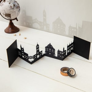 Oxford Skyline Silhouette 3D Papercut Karte