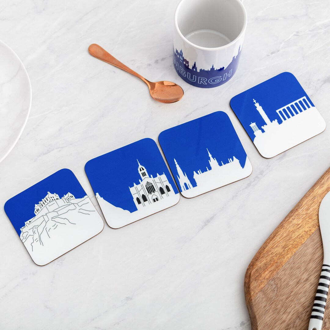 Edinburgh Skyline Four Coaster Set Etsy