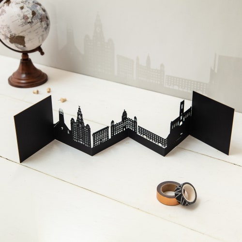 Liverpool Skyline Silhouette 3D Papercut Card