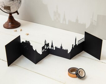 Edinburgh Skyline Silhouette 3D Papercut Card