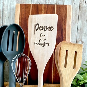 Accent Spatula, Kitchen Pun, Penne for Your Thoughts, kitchen decor, woodburned spoon, Housewarming, Ready To Ship