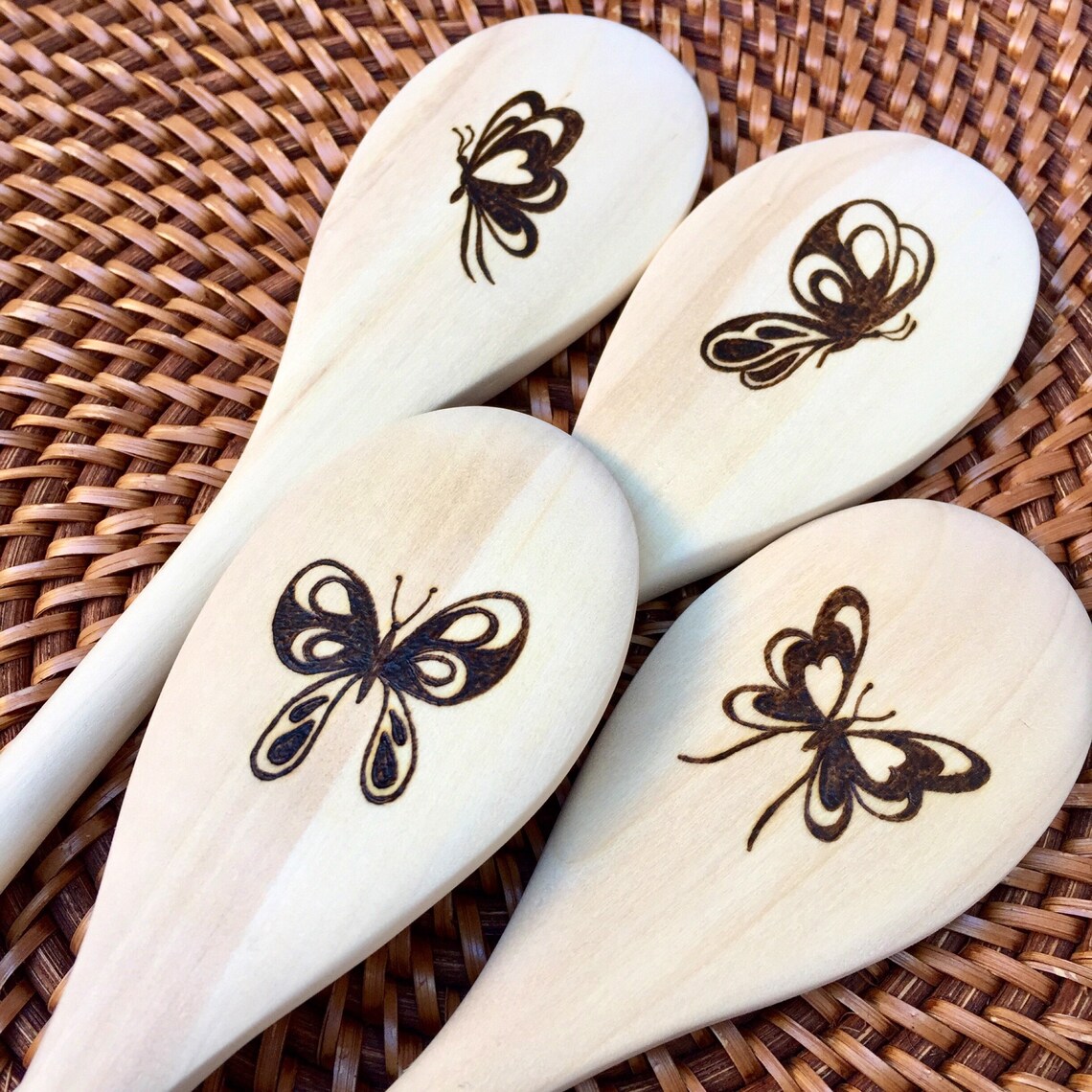 Custom Woodburned Butterfly Spoons Butterflies Wooden Etsy