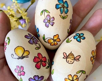 Woodburned Easter Egg Set, Easter decorations