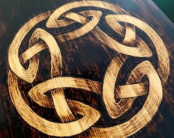 Woodburned Celtic Bamboo Cutting Board, Celtic knot, 11” x 8.5”, ready to ship