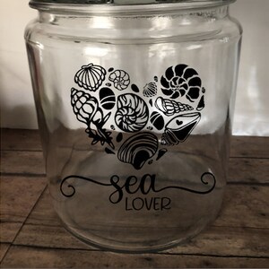 Sea Lover Jar, Seashell Collection Holder, Seashell Keepsake, Beach Jar, Glass Jar for Shells, Seashell Jar, Seashell Decor, Beach Treasures Black