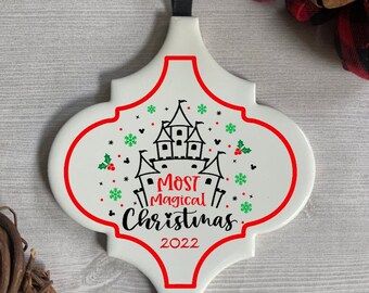 Disney Christmas Ornament | Castle Ornament | Disney Castle Ornament | Christmas 2022 Ornament | Christmas Ornament | Tile Ornament