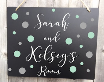 Dorm Room Name Sign Polka Dots, Roommates Name Sign, Room Name Sign, Personalized Dorm Room Sign, Girls Room Name Sign, Custom Sign