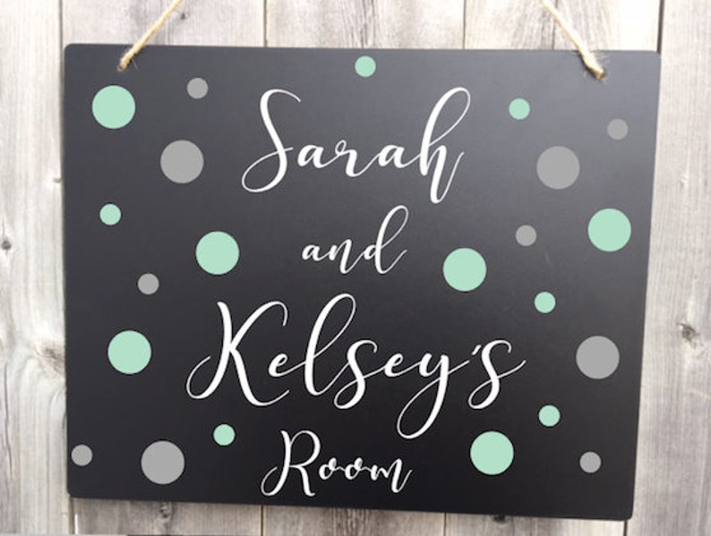 Dorm Room Name Sign Polka Dots, Roommates Name Sign, Room Name Sign, Personalized Dorm Room Sign, Girls Room Name Sign, Custom Sign image 1