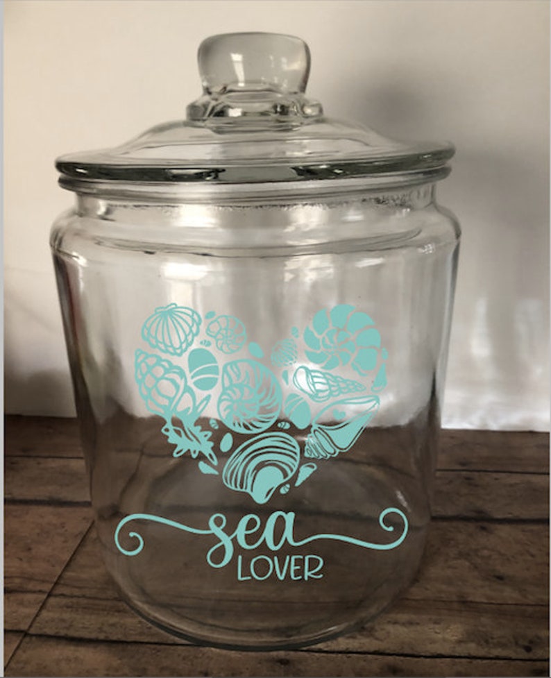 Sea Lover Jar, Seashell Collection Holder, Seashell Keepsake, Beach Jar, Glass Jar for Shells, Seashell Jar, Seashell Decor, Beach Treasures Mint