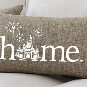 Disney Pillow, Disney Home, Disney Castle, Housewarming, Disney Lover, Disney Farmhouse, Disney Decor, Disney Home Pillow, Home Decor Natural Linen/White