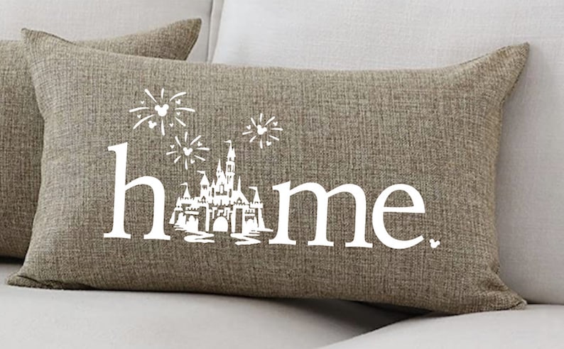 Disney Pillow, Disney Home, Disney Castle, Housewarming, Disney Lover, Disney Farmhouse, Disney Decor, Disney Home Pillow, Home Decor Natural Linen/White