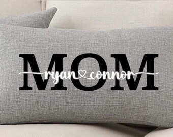 Mom Pillow Personalized, Mothers Day Gift, Mom Gift from Kids, Customized Pillow, Family Name Pillow, Personalized Decor, Custom Home Decor,