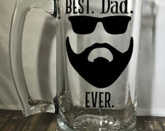 Best Dad Ever Beer Mug, Fathers Day Gift, Gift for Dad, Best Dad gift, Personalized Gift, Coach Gift, Groomsmen Gift, Mustache Mug