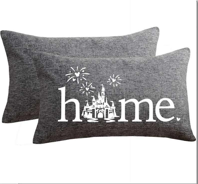 Disney Pillow, Disney Home, Disney Castle, Housewarming, Disney Lover, Disney Farmhouse, Disney Decor, Disney Home Pillow, Home Decor Dark Grey/White