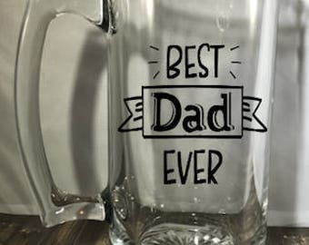 Best Dad Ever Beer Mug, Fathers Day Gift, Gift for Dad, Best Dad gift, Personalized Gift, Coach Gift, Groomsmen Gift, BeerMug