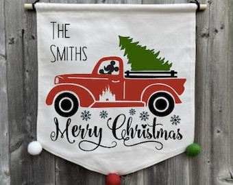 Personalized Disney Christmas Hanging Banner, Disney Decor, Disney Wall Hanging, Disney Christmas, Christmas Decor, Disney Home Christmas