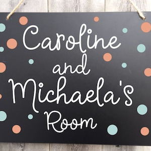 Dorm Room Name Sign Polka Dots, Roommates Name Sign, Room Name Sign, Personalized Dorm Room Sign, Girls Room Name Sign, Custom Sign image 2