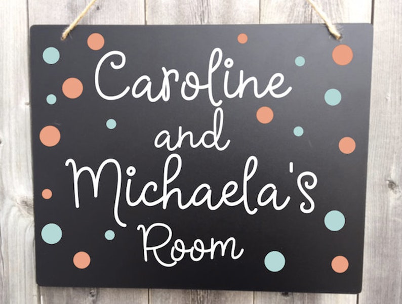 Dorm Room Name Sign Polka Dots, Roommates Name Sign, Room Name Sign, Personalized Dorm Room Sign, Girls Room Name Sign, Custom Sign image 2