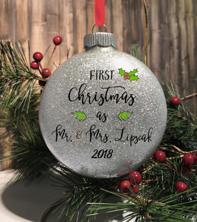 1st Christmas Together Ornament 2022 Mrs And Mrs First Christmas as Mr. and Mrs. Ornament Glitter Ornament Etsy