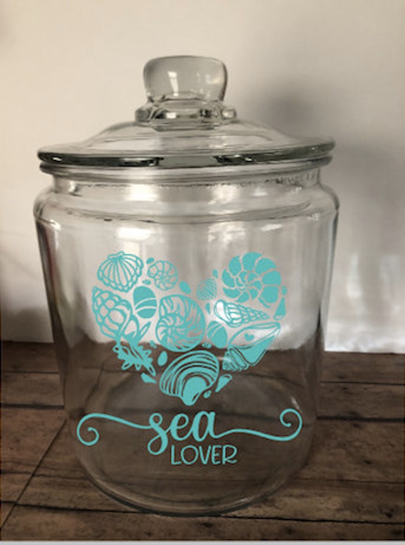 Sea Lover Jar, Seashell Collection Holder, Seashell Keepsake, Beach Jar, Glass Jar for Shells, Seashell Jar, Seashell Decor, Beach Treasures Turquoise