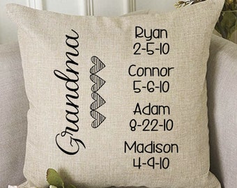 Mother’s Day Gift, Personalized Grandma Pillow, Personalized Grandkids Pillow, Custom Grandparents Pillow, Personalized Pillow