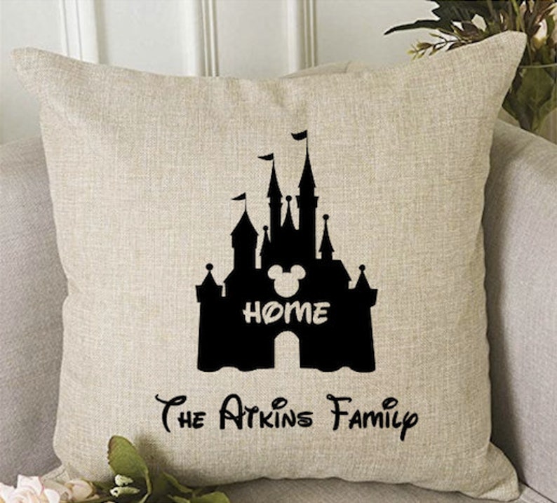 Disney Pillow Personalized Disney Pillow Disney Castle Etsy