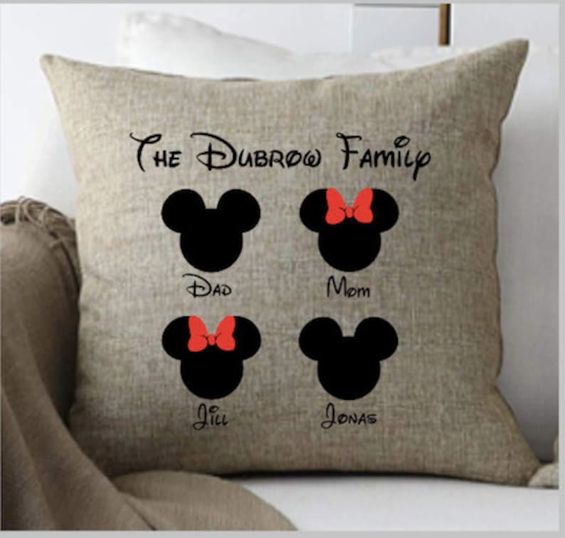 Family Disney Pillow Personalized Disney Pillow Disney Gift Etsy