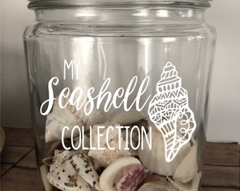 Seashell Collection Holder, Seashell Keepsake, Beach Treasures, Beach Jar, Glass Jar for Shells, Seashell Jar, Seashell Decor, Beach Decor