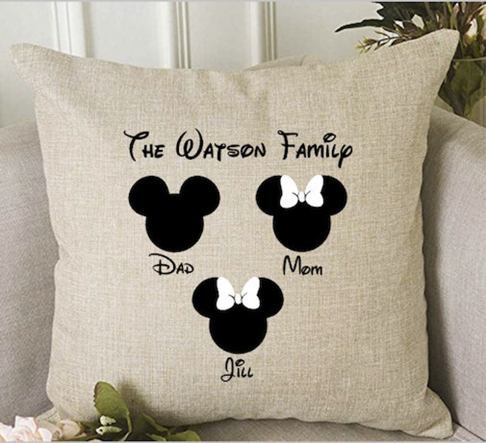 Family Disney Pillow Personalized Disney Pillow Disney Gift Etsy