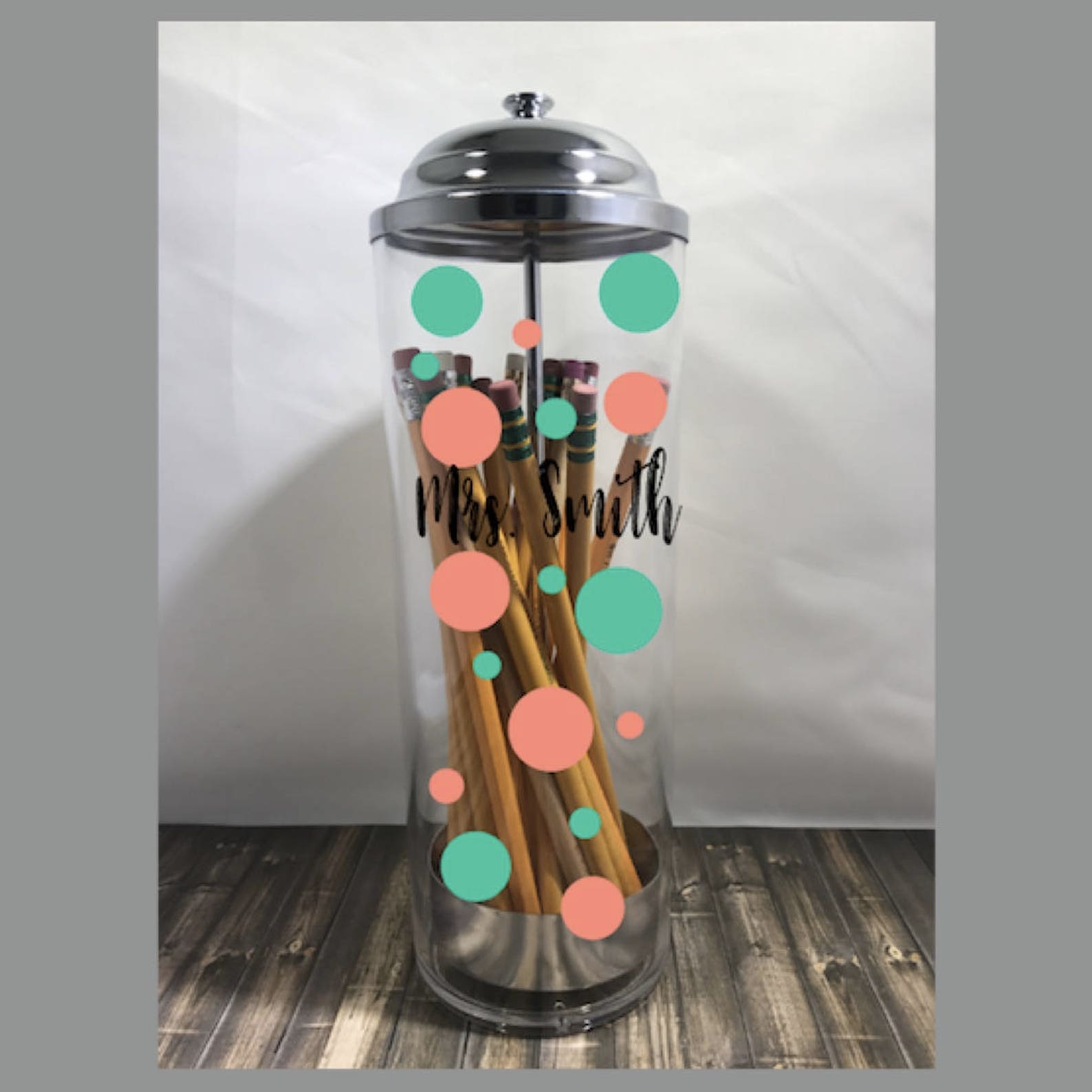Personalized Straw Dispenser Pencil Holder Custom Teacher Etsy