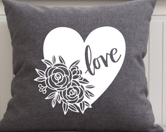 Love Pillow, Personalized Heart with Initials Pillow, Valentines Gift, Couple Gift, Personalized Decor, Anniversary, Baby's Room, Nursery
