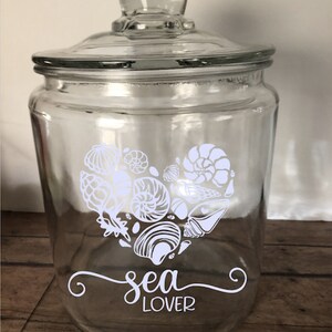 Sea Lover Jar, Seashell Collection Holder, Seashell Keepsake, Beach Jar, Glass Jar for Shells, Seashell Jar, Seashell Decor, Beach Treasures White