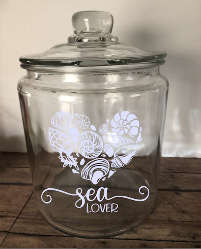 Sea Lover Jar, Seashell Collection Holder, Seashell Keepsake, Beach Jar, Glass Jar for Shells, Seashell Jar, Seashell Decor, Beach Treasures White