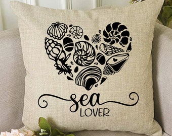 Beach Lover Pillow, Sea Lover Pillow, Seashell Pillow Gift, Beach House Gift, Shell Pillow, Gift Ideas, Home Decor Gift, Christmas Gift