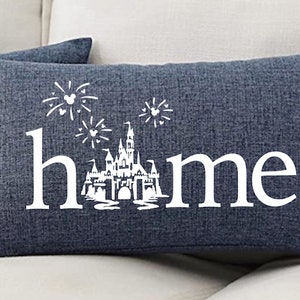 Disney Pillow, Disney Home, Disney Castle, Housewarming, Disney Lover, Disney Farmhouse, Disney Decor, Disney Home Pillow, Home Decor Navy Blue/White