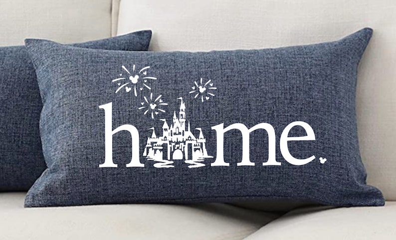 Disney Pillow, Disney Home, Disney Castle, Housewarming, Disney Lover, Disney Farmhouse, Disney Decor, Disney Home Pillow, Home Decor Navy Blue/White