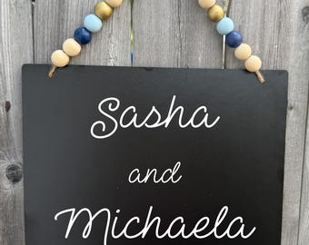 Beaded Dorm Sign, Custom Door Sign, Personalized Sign for College, Dorm Room Decor, Boho, Girl Door Decoration, College Decor, Door Hanger