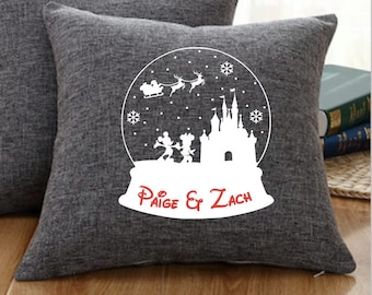 Disney Snowglobe Pillow, Disney Christmas Pillow, Disney Pillow, Disney Gift, Disney Christmas Gift, Disney Decor, Holiday Pillow, Winter