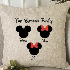 Family Disney Pillow, Personalized Disney Pillow, Disney Gift, Housewarming Gift, Disney Farmhouse, Disney Decor, Disney Decor, Mickey