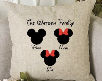 Family Disney Pillow, Personalized Disney Pillow, Disney Gift, Housewarming Gift, Disney Farmhouse, Disney Decor, Disney Decor, Mickey