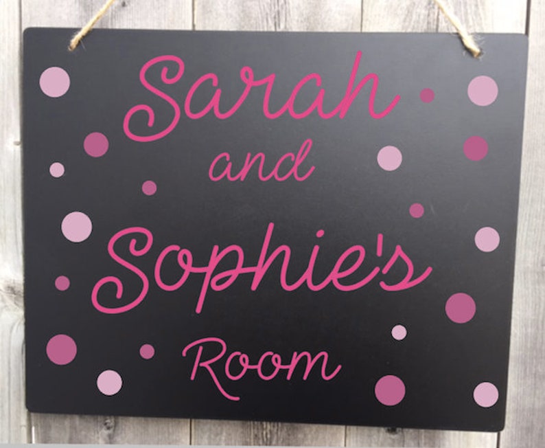 Dorm Room Name Sign Polka Dots, Roommates Name Sign, Room Name Sign, Personalized Dorm Room Sign, Girls Room Name Sign, Custom Sign image 3