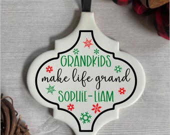 Grandkids Christmas Ornament | Custom Grandparent Ornament | Personalized Grandkids Gift | Grandma Ornament | Christmas Decor | Snowflake