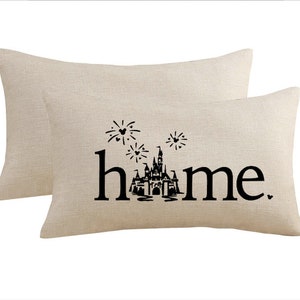 Disney Pillow, Disney Home, Disney Castle, Housewarming, Disney Lover, Disney Farmhouse, Disney Decor, Disney Home Pillow, Home Decor Lt. Linen/Black