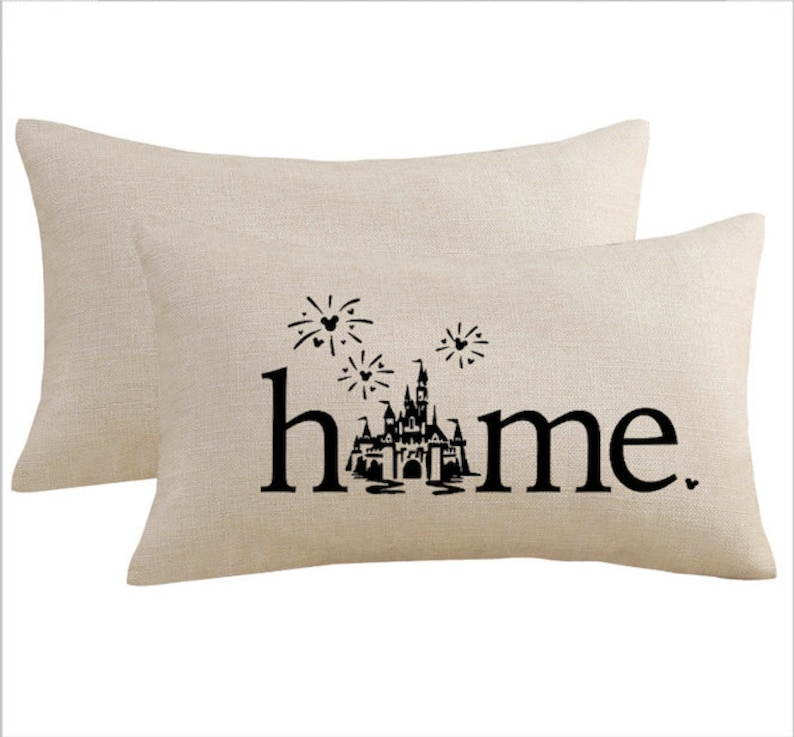 Disney Pillow, Disney Home, Disney Castle, Housewarming, Disney Lover, Disney Farmhouse, Disney Decor, Disney Home Pillow, Home Decor Lt. Linen/Black