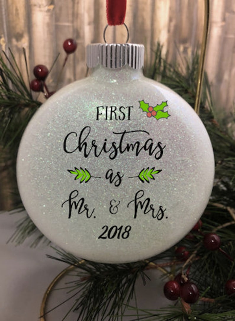1st Christmas Together Ornament 2022 Mrs And Mrs First Christmas as Mr. and Mrs. Ornament Glitter Ornament Etsy
