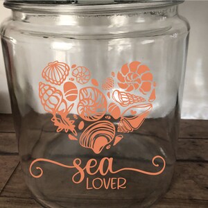 Sea Lover Jar, Seashell Collection Holder, Seashell Keepsake, Beach Jar, Glass Jar for Shells, Seashell Jar, Seashell Decor, Beach Treasures Coral