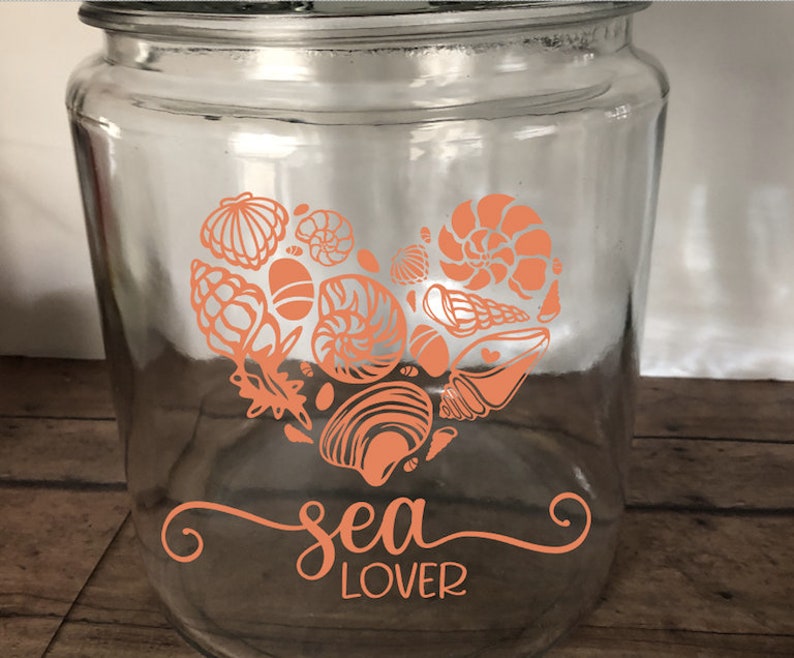 Sea Lover Jar, Seashell Collection Holder, Seashell Keepsake, Beach Jar, Glass Jar for Shells, Seashell Jar, Seashell Decor, Beach Treasures Coral